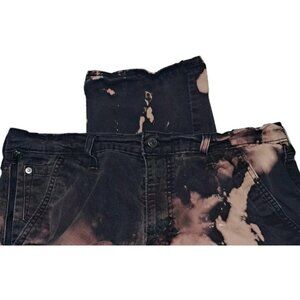 Signature Levi Strauss Mens Black 567 Athletic Jeans 33x30 Custom Bleached